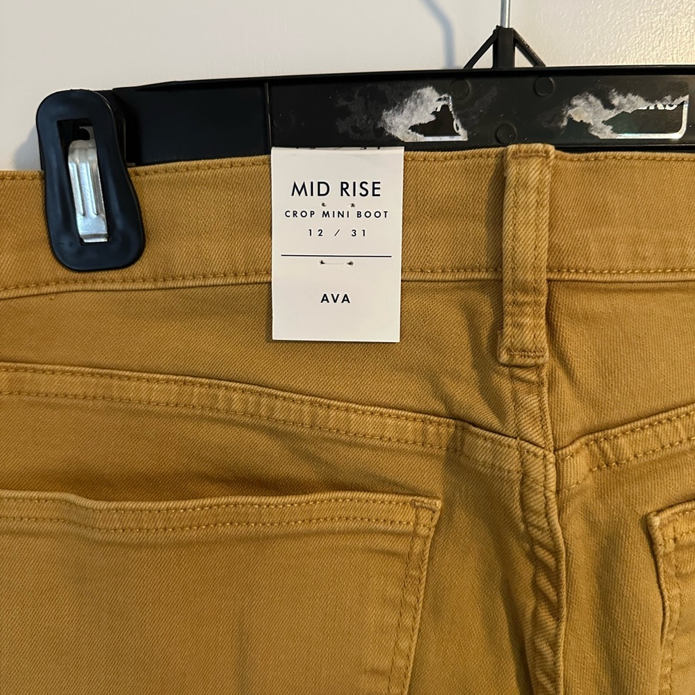 Lucky Brand Camel Mustard Button-Fly Ava Crop Mini Boot Jeans - Picture 8 of 8